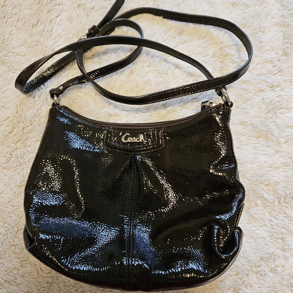Coach Small Brown Patent Leather Crossbody Bag